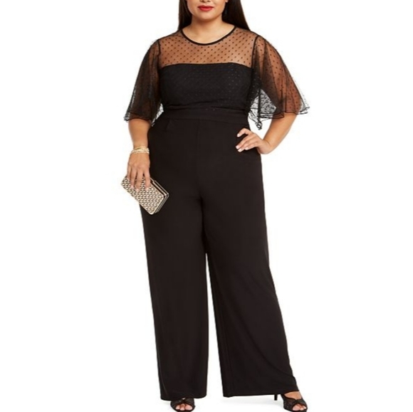 Betsey Johnson Pants - Betsey Johnson Plus Illusion-Trim Jumpsuit 18W